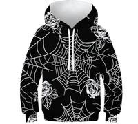 KaleidoKit Boys Girls Hoodie Cobweb 3D Unisex Children's Hoodie Long Sleeve Pullover Hoodie Sweatshirt with Pockets 12-14Y