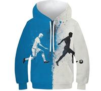 KaleidoKit Boys Girls Hoodie Football 3D Unisex Children's Hoodie Long Sleeve Pullover Hoodie Sweatshirt with Pockets 8-10Y