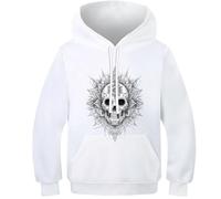 KaleidoKit Creepy Skull Hoodie for Kids 3D Printed Hoodies Costume Long Sleeve Pullover Sweatshirt Jacket for Boys Girls 13-15Y