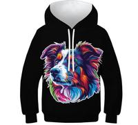 KaleidoKit Dazzling Dog Hoodie for Kids 3D Printed Hoodies Costume Long Sleeve Pullover Sweatshirt Jacket for Boys Girls 8-10Y