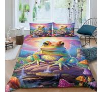 KaleidoKit Toad Bedding Set 3D Duvet Cover for Kids Boys Girls Comforter Cover Soft Bedspread 3 Piece Set with Zipper Closure Soft Microfiber Double（200x200cm）
