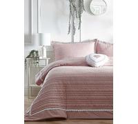 Kaleidoscope Aubrey Embroidered Vintage Heart Bedspread Pink