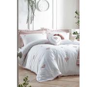 Kaleidoscope Aubrey Embroidered Vintage Heart Duvet Cover Set Pink