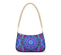 Kaleidoscope Blue Mandala Floral Shoulder Purses for Women Hobo Party Purse Fashion Tote Handbags Zipper Closure