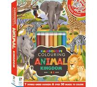 Hinkler | Animal Kingdom Colouring Set | Kaleidoscope Colouring Kit with 7 Double-Ended Markers | Colouring for Adults and Children