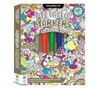 Hinkler Metallic Markers Kaleidoscope Colouring Kit with 5 Metallic Markers - Colouring Book with Pens for Children