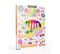 Hinkler - Kaleidoscope Colouring Kit: Retro Vibes - Includes 30 Groovy Pages, 6 Neon Markers & 55+ Stickers - Fun Creative Gift for Kids - Children's Craft Kits