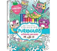 Hinkler - Kaleidoscope Colouring Kit - Purrmaids, Octodogs and More - Art and Craft Activity for Ages 6-12 Years - Cute 32 Page Colouring-In Book for Kids with 8 Fruity Scented Pens