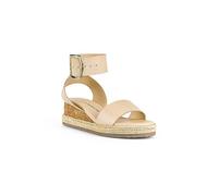 Kaleidoscope Cream Leather Ankle Strap Wedge Sandals Cream