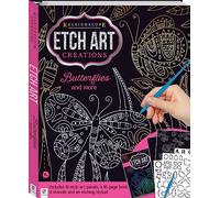 Hinkler - Kaleidoscope Etch Art Creations Butterflies and More - Scratch Art Pad - Arts and Crafts for Adults - Perfect Gift for Art Lovers - Includes 16 Etch Art Pages Plus Stencil Sheets and More