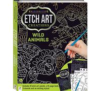 Hinkler - Kaleidoscope Etch Art Creations Wild Animals - Scratch Art Pad - Arts and Crafts for Adults - Perfect Gift for Art Lovers - Includes 16 Etch Art Pages Plus Stencil Sheets and More