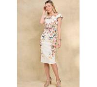 Kaleidoscope Floral Print Bardot Placement Scuba Dress Print