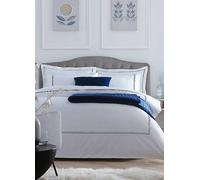 Kaleidoscope Hotel Collection 400 Thread Count Luxury Navy Border Duvet Set White