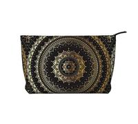 Kaleidoscope Mandala Zipper Closure Corduroy Makeup Bag Multifunctional Organizer 22x7x17cm for Travel Camping Vacation Fitness