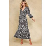 Kaleidoscope Mono Zebra Print Wrap Jersey Dress Mono Print