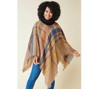 Kaleidoscope Multi High Neck Checked Poncho Multi