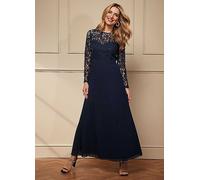 Kaleidoscope Navy Lace Bodice Pleated Maxi Dress Navy