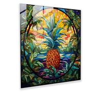 Kaleidoscope Pineapple Stained Glass Art - Pineapple, Pineapple, Home Decoration, Glass Wall Art, 20" x 20"