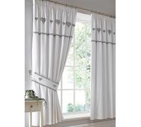 Kaleidoscope Sophia Embroidered Vintage Heart Curtains Grey
