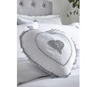 Kaleidoscope Sophia Embroidered Vintage Heart Cushion Grey