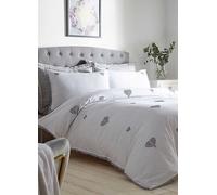 Kaleidoscope Sophia Embroidered Vintage Heart Duvet Set Grey
