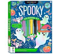 Spooky Colouring Kit | Kaleidoscope Colouring Kit with Pens | Halloween Colouring Book for Kids | Children's Cute Halloween Arts and Crafts | Cute Bats and Ghosts Themed Book