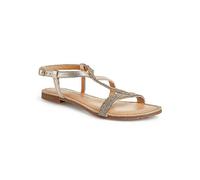 Kaleidoscope Wide Fitting Gold Diamante Leather Sandals Gold