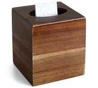 KALEKAIL Acacia Wood Tissue Box Cover Square, Tissue Box Cover, Decorative Cube Facial Wooden Tissue Box Holder with Slide-Out Bottom for Bathroom, Bedroom, Dinner Table, Office, Kitchen