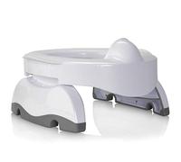 Kalencom Potette Plus Premium 2 in 1 Travel Potty and Toilet Seat Trainer Ring with Built in Pee Guard and Easy-Grip Handles (White/Gray)