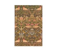 Kalendarz Paperblanks 2025 Morris Birds Mini tygodniowy HOR Flexi: tydzień na dwóch stronach, zamykany na gumkę, Papier 100 GSM