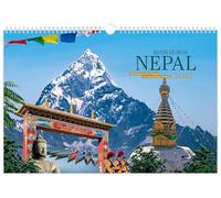 Kalender Reise durch Nepal 2027: | 45 x 30 cm | weißes Kalendarium + Texte auf der Rückseite