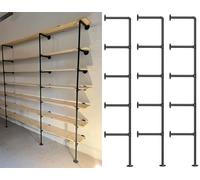 Kaler Industrial Pipe Shelves, 3-Set 5-Tier 68" Tall, 12" Depth,DIY Open Bookshelf Bookcase, Wall Mount Vintage Retro Shelving, Rustic Farmhouse Pantry Kitchen Storage,Black Shelf Brackets