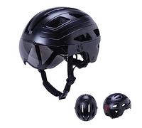 Kali Protective Cruz Plus Commuter Bike Helmet with Drop Down Cycling Eye Shield and Built-in Rear Rechargeable Blinky Light and Lifetime Crash Replacement - Solid Mat Black S/M