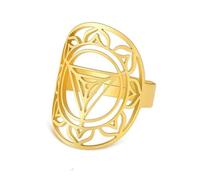Kali Yantra Meditation Ring Women Men Stainless Steel Gold Color Adjustable Yoga Hindu Lotus Rings Jewelry Valentine Gift