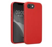 kalibri Case Compatible with Apple iPhone 16e - Case Smooth Genuine Leather Hard Case Anti Slip Cover - Red