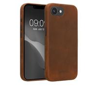 kalibri Case Compatible with Apple iPhone 16e - Case Smooth Genuine Leather Hard Case Anti Slip Cover - Brown