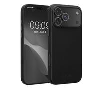kalibri Case Compatible with Apple iPhone 17 Pro Max - Case Smooth Genuine Leather Hard Case Anti Slip Cover - Black