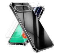 kalibri Case Compatible with Google Pixel 10 / Pixel 10 Pro Cover - Soft Smartphone Case - with 2x Tempered Glass Screen Protectors - Transparent