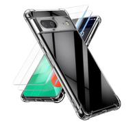 kalibri Case Compatible with Google Pixel 7 Cover - Soft Smartphone Case - with 2x Tempered Glass Screen Protectors - Transparent