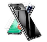 kalibri Case Compatible with Google Pixel 8 Cover - Soft Smartphone Case - with 2x Tempered Glass Screen Protectors - Transparent