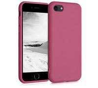 kalibri Wheat Straw Case Compatible with Apple iPhone SE (2022) / iPhone SE (2020) / iPhone 8 / iPhone 7 - Case Matte Phone Cover Made of TPU and Wheat Straw - Raspberry Pink