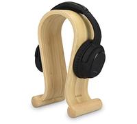 kalibri Wooden Omega Headphone Stand - Universal Headset Wood Hanger - Holder for Gaming Headsets DJ Studio Headphones & Earphone Display - Bamboo
