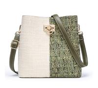 KALIDI Crossbody Bag for Women Shoulder Tote Handbag PU Leather Bucket Bag Cross body Purse Adjustable Strap, Multi Pockets, Green