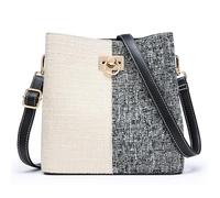 KALIDI FANCY FOREST All Seasons Cross Body Bag Women - Leather Handbag Bucket Bag with Adjustable Strap Versatile Crossbody Bags Purses for Women with Multiple Pockets, Beige Black