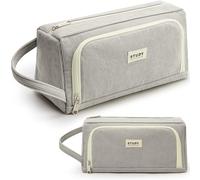 KALIDI Large Pencil Case for Girls and Boys - Cute Secondary School Big Capacity Case With Zipper & Compartments - Aesthetic for Women, Corduroy Grey