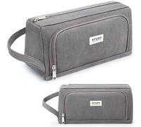 Kalidi Pencil & Case for Girls and Boys - Cute, Big Capacity Pencil Case with Zipper & Compartments, Aesthetic Corduroy Dark Grey