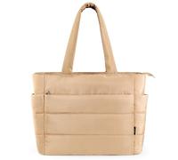 KALIDI Quilted Tote Bags for Women Puffer Laptop Handbag Large with Zip Multi Compartments for Work,Shopping,Gym,Travel (Khaki)