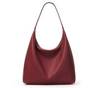 KALIDI Vintage Vegan Leather Tote Bag Women Hobo Zipper Work Bag Weekender Shoulder Handbag for Travel Daily Red
