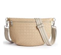 KALIDI Woven Crossbody Bags for Women Vegan Leather Cross Body Handbags for Women Men Fashion Bum Bag Ladies Bumbag Fanny Pack with Adjustable Wide Strap