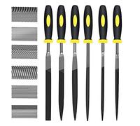 KALIM 6Pcs File Set, 6.3in Needle Files, 4mm Diameter Carbon Steel File Kit with Handle, Suitable for Metal, Wood, Glass, Plastic, Leather, Jewelry